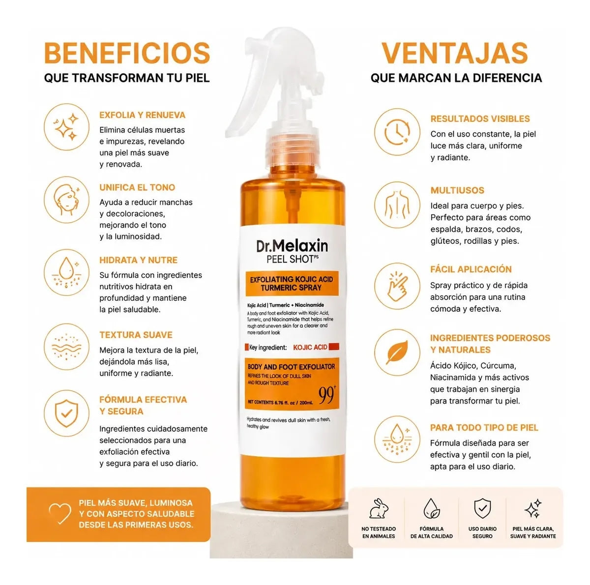 Dr. Melaxin Exfoliante Corporal de Ácido Kójico y Cúrcuma