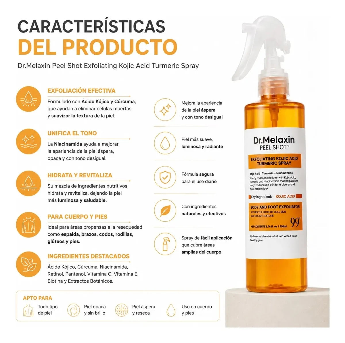 Dr. Melaxin Exfoliante Corporal de Ácido Kójico y Cúrcuma